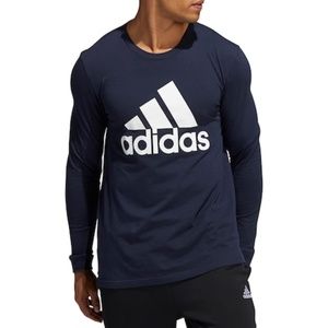 NEW! ADIDAS BADGE OF SPORT MEN'S T-SHIRT LONG SLEEVES Size Large- Navy Blue